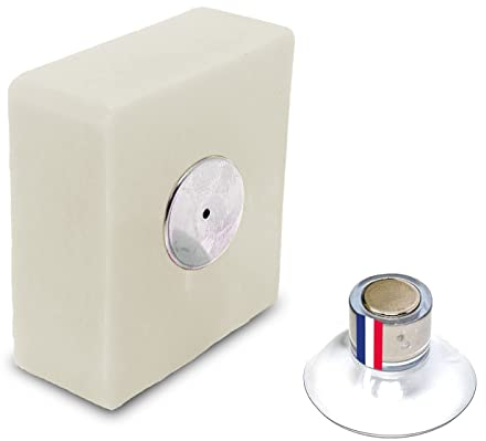 Pluzen Porte-Savon Magnétique à Ventouse. Fixation Puissante. Acier Inoxydable. Support Mural sans Perçage. Salle de Bain, Cuisine et WC. Fabriqué en France