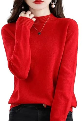 100% Cachemir Manga Larga Cuello Redondo Suave cálido Jersey de Punto Jerseys Mujeres