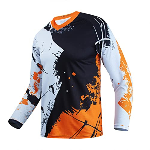 Barn cykeltröja barn cykel mountainbike jersey skjorta för pojkar flickor barn element racingkläder powersports tröjor, Orange, 10 år