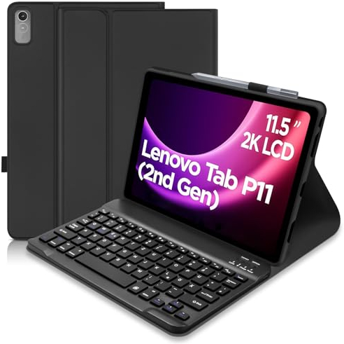 Hofsos Hülle mit Tastatur für Lenovo Tab P11 (2nd Gen) 11,5 Zoll TB350FU/TB350XU - (Deutsches) Tastatur Hülle für Lenovo Tab P11 2. Gen, Schwarz