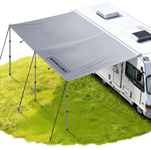 Voile d'ombrage avec Bande passepoilée, auvent de Bus, auvent de Voiture, Caravane, Fourgon, Camping Car 3x240m, Rail Auvent(4.6-7mm), ÉTanche et RÉSistant aux UV