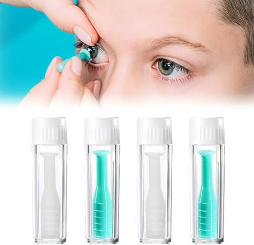 4 Piezas Ventosas Lentillas, Ventosa Quita Lentillas Blandas, Ventosas Suave Removedor Insertador Aplicadores de Lentes de Contacto de Silicona, RGP Ventosa para Lentillas Duras, para Viajes (Verde)