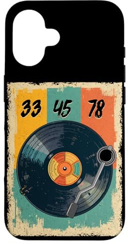 Tourne-disque vinyle rétro 33 45 78 tr/min pour amateur de DJ Coque pour iPhone 16