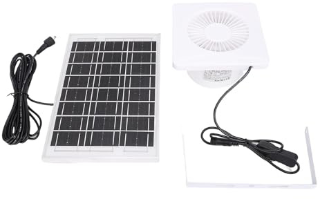 HELEVIA Solen med Avgasfläkt, 6W Solpanel och 4in Ventilationsfläkt, för Växthus Kyckling Coop Husdjur Hus
