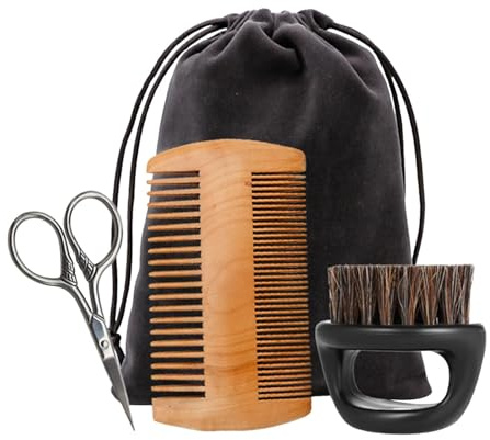 FashionCha Kit de Cuidado de Barba para Hombre con Estuche con Cordón Y Peine