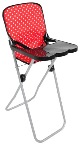 Toddmomy Red Doll High Chair for Movable Doll Furniture Easy to Clean Play Game Highchair Accessory Role Play Gift