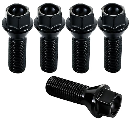 ERMWALR 5 pernos de rueda M14x1.25 para BMW Serie 1, Serie 2, Serie 3, Serie 4, Serie 5, Serie 6, Serie X1, X3, I3, I8, Tuercas cónicas, 60°HEX 17 mm, 36136781151