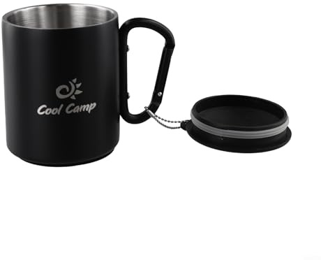 Outdoor Carabiner Mug with Lid for Your Camping and For Hiking Needs Sturdy Stainless Steel (300ML)