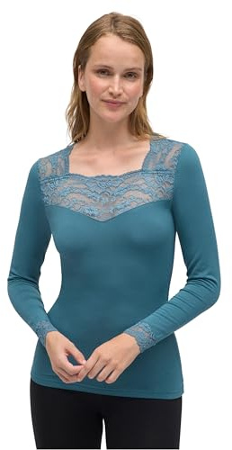 YSABEL MORA Camiseta Térmica Mujer Manga Larga Cuello Cuadrado Encaje Elegante Confort y Calidez en Días Fríos Diseño Versátil Interior o Exterior Invierno Corte Ceñido Retención Calor