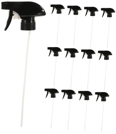 HOODANCOS Boquillas Pulverizadoras Negras 28-410 para Botellas Spray, Repuesto 12 Piezas, Compatibles Pulverizadores de Gatillo, Uso Jardín y Limpieza, Material Plástico Resistente