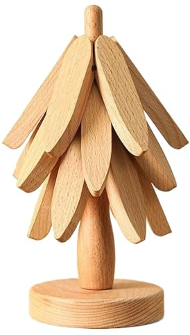Sottopentola in Legno Naturale per Caldi Pentole e Padelle Calde, Sottopentola in Legno Sottobicchieri per Tazze Set impilabile, Cuscinetti a Forma di Albero di Presina Antiscivolo Tovaglietta