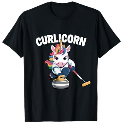 Eisstockschießen Einhorn Eissport Wintersport Lustig Curling T-Shirt