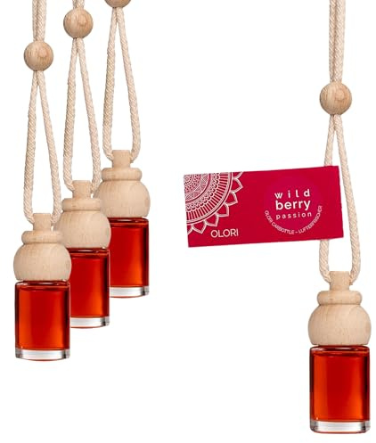 4er Pack Lufterfrischer „Wild Berry“ für Auto, Kleiderschrank & kleine Zimmer – Essenz aus ätherischen Ölen ohne künstliche Duftstoffe – Duftspender als Aufhänger 100% naturrein & langanhaltend á 8 ml