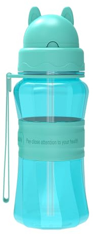 Sigdio Gourde Enfant avec Paille Anti fuite Bouteille d'eau Enfant garçons et filles Gourde pour Enfants sans BPA Gourde Sport pour Maison, École et Activités extérieure (Bleu clair -1)