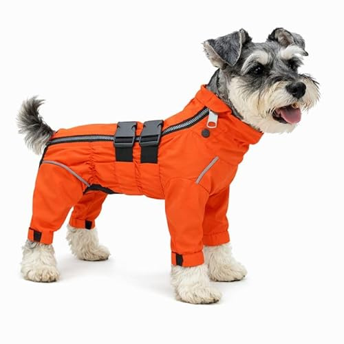 Dogs Waterproof Jacket, Lightweight Waterproof Jacket Reflective Safety Dog Raincoat Windproof Snow-proof Dog Vest for Small Medium Large Dogs Orange XL