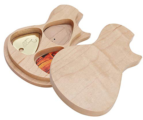 Holz Gitarren Plektren,Akustikgitarre Guitar Picks,Holz-Plektrumbox Plektrumbox mit 3 Stück Plektrum, Pick Box aus als für Gitarristen, Eingraviert Klassisches Gitarrenplektren