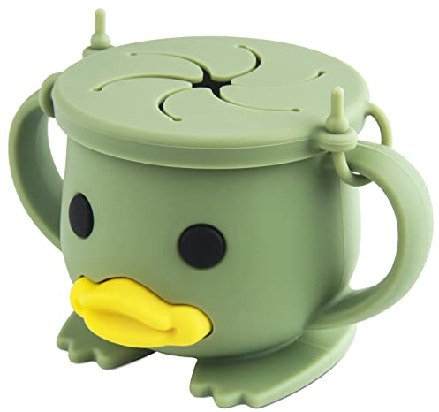 nohlerlife Tazza per Spuntino, 200ml Contenitori porta cibo in Silicone per bambini, Tazza di alimentazione con Maniglia, contenitore Porta Snack a prova di perdite (Endive)