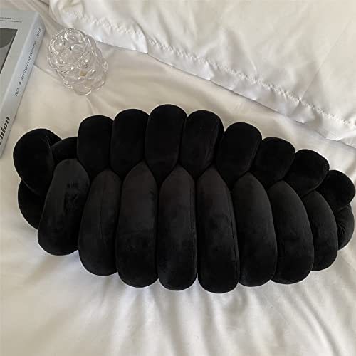 GLITZFAS Knotenkissen, Geknotetes Kissen für Schlafzimmer Sofa Auto Büro Spielraum, Zierkissen Knoten Baby Spielzeug 45 * 25cm (Schwarz)