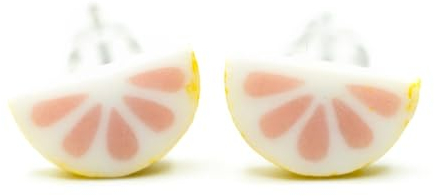 Miniblings Grapefruit Ohrstecker Stecker Orange Sommer halb emailliert 6mm - Handmade Modeschmuck - Ohrringe Stecker Ohrschmuck