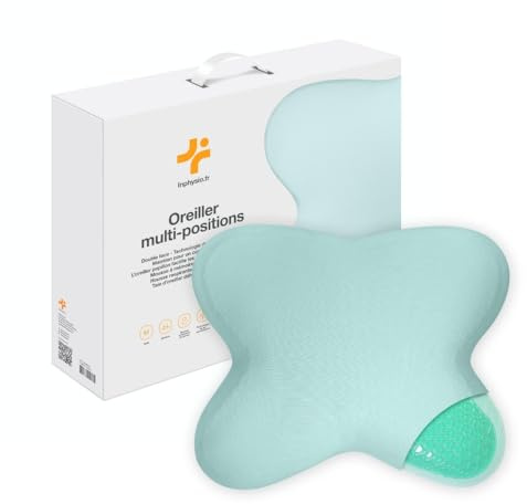 Inphysio® Oreiller Ergonomique Cervical, Oreiller Memoire Forme, Coussin Gel Multiposition, Oreiller Orthopédique, Oreiller Rafraichissant, Oreiller Cervicales Douloureuses, Double Face, 53x43x12cm