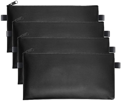 Nswayy 4 Bolsa para Billetes,Bolso para el Dinero Bolsa de Banco con Cremallera Bolsa Dinero con Cremallera Bolsa para Dinero en Negro