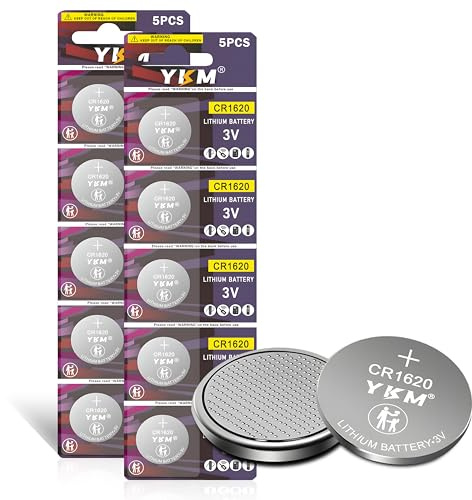 YKM 10 Pack CR 1620 3V Lithium Battery CR1620 Battery for Car Key Fob LED Glasses Keyless Remote