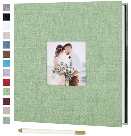 RECUTMS Photo Album Self Adhesive Large Scrapbook Album Linen Photo Album Anniversary Memory Book for Wedding Family Album