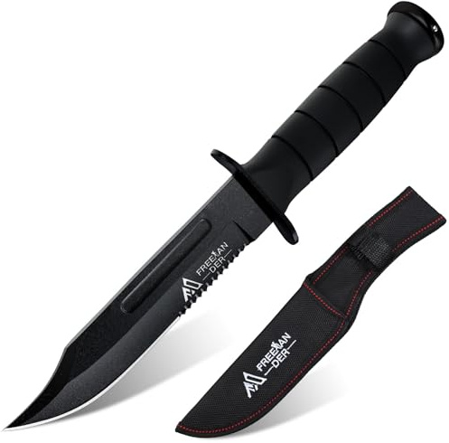 Freelander Coltello da Sopravvivenza Professionale, Coltello da Caccia a Lama Fissa 5Cr13, Coltello da Esterno con Fodero, Coltello Full Tang per il Campeggio