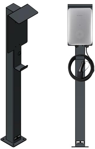 DIE-LADESÄULE - Ladesäule, Standfuß, Stele, Base für Sungrow Wallbox - aus Edelstahl - mit Dach und Kabelhaken - pulverbeschichtet - anthrazit - deutsche Herstellung