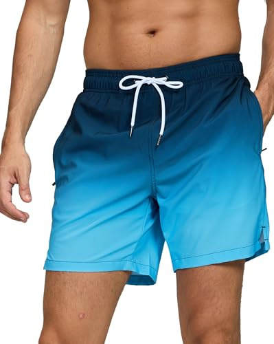 Decorie Baddräkt för män, snabbtorkande brädeshorts för män, strandshorts med nätfoder och fickor