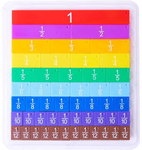 DOHE Educa-Didaktiskt spel att lära sig 9 färgade remsor med fraktioner, flerfärgad, 26 x 24 x 1 cm (01026)