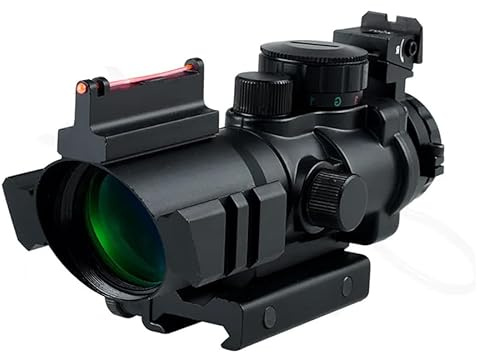 Visor Quick Shot 4X32 con mira Abierta | Uso Exclusivo Deportivo. Visor para carabinas de Aire comprimido y Airsoft. De 4 aumentos. Retícula iluminada.