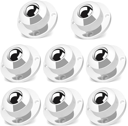TRVL FIELDERR Rotelle autoadesive girevoli a 360° per mobili, ruota universale in acciaio da 1”, capacità di carico 12,7 kg per ruota, per contenitori per elettrodomestici da cucina (8 pezzi)