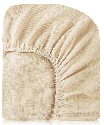Babybett Spannbettlaken Kinderwagen Matratzenbezug 82 * 41 * 12CM Spannbettlaken Braun Beistellbett Maxi Spannbettlaken Babybett Laken für Kinderwagen Musselin Baumwolle Spannbettlaken (Aprikose)