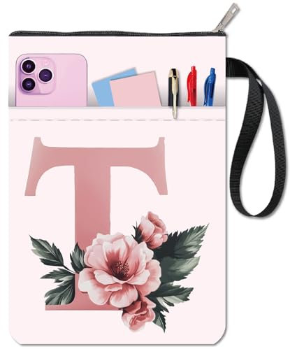 craspire Buchhülle Mit Buchstabe T Und Blume Buchschutz Mit Reißverschluss Waschbare Canvas Taschenhüllen Für Buchliebhaber Taschenbücher Hardcover Notizbücher Bibeltagebücher Lehrbücher Lehrer