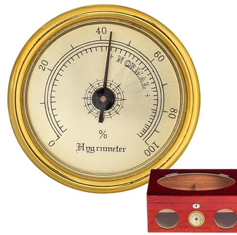 Fukamou Tester Per Sigari Per Humidor Analogico - Misuratore Di Umidità Igrometro - Igrometro Humidor Analogico Con Magnete Posteriore, Tester Di Umidità, Meccanico Da 45 Mm, Alta Precisione, Per