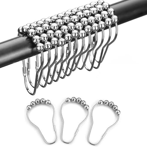 DesertBoy 20 Pezzi Anelli per Tende da Doccia, Ganci per Tenda da Doccia, Anelli per Tenda, Ganci Tenda Doccia, Ganci per Tende per Tenda da Doccia,Camera da Letto,Aste per Tende (Argento)