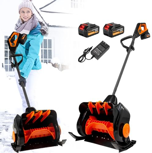 Pala Da Neve Elettrica Senza Fili, Con Display Di Potenza a LED, Regolazione a Tre Velocità, Larghezza Di Pulizia Di 41 Cm, Rotazione Del Manico Di 180°, Direzione Di Lancio Della Neve Regolabile