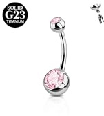 Titanio FunZing Anelli ombelico Piercing Argento mm 6-16mm Barre Lunghezza Donna 1 Pezzo 14G Solido Piercing Ombelico Rosa Blu CZ