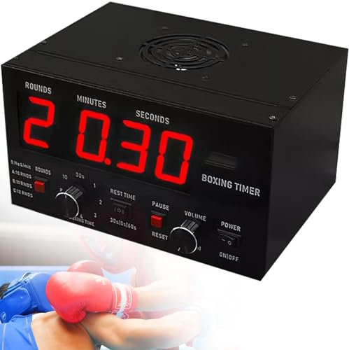 Temporizador de Gimnasio Sports Timeter, Temporizador de Intervalos de Boxeo Profesional, Tiempo de descanso de Entrenamiento Opcional Y Número de Repeticiones de Bucle,Red