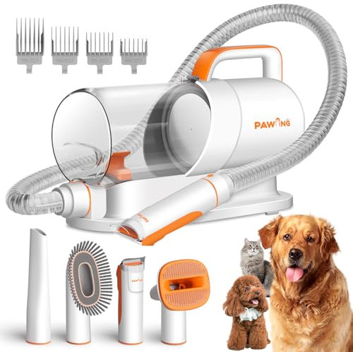 PAWING Kit de toilettage pour animaux de compagnie avec aspirateur, outils professionnels tout-en-un pour chiens et chats – Aspirateur à faible bruit pour chiens avec grande capacité de 2 L pour la