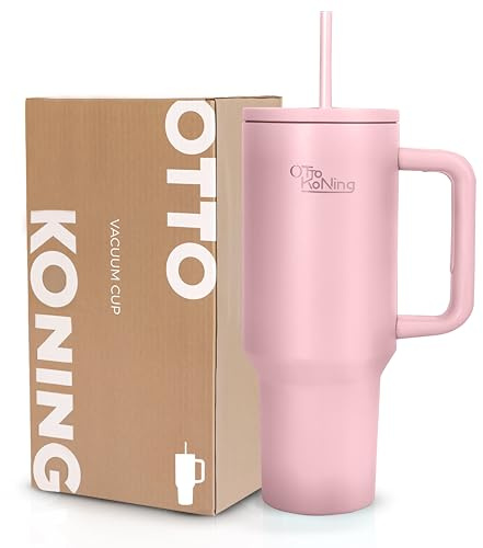 Otto Koning Vaso Térmico 1,2L (40oz) – Termo Café para Llevar Acero Inoxidable Doble Pared – Mantiene Frío 16h y Calor 12h – Botella Agua Sin BPA con Pajita y Asa Ergonómica para Coche y Oficina