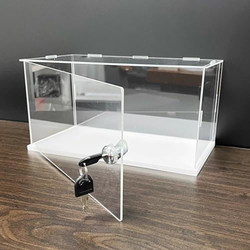 Vitrine Acrylique Boîte en Acrylique pour Figurines avec Serrure et Clés, Étui Transparent Anti-poussière pour Exposition/collection, Boîte de Rangement de Comptoir avec Porte(35x20x20cm(14x8x8))
