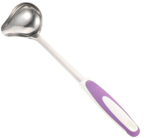 ZUNOXAZ Cuchara para Salsa Inoxidable con Diseño Único y Mango Antideslizante Cucharón de Vertido Lateral para Cocina Profesional y Restaurante Color