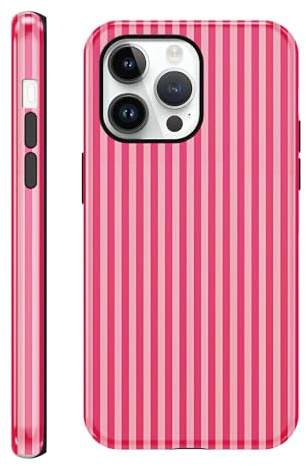 Saqmkil randigt fodral för iPhone 14 Pro, estetisk sommardesign ränder stripes mönster randigt motiv mobilskal, TPU flickor kvinnor stötsäkert fodral skyddsfodral för iPhone 14 Pro 6,1 tum, rosa-röd