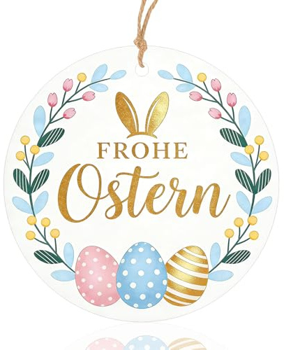 50 stycken presentetiketter påsk, glad påsketiketter, blomkrans motiv, för påskkort kuvert gåvor pyssel påskdekoration