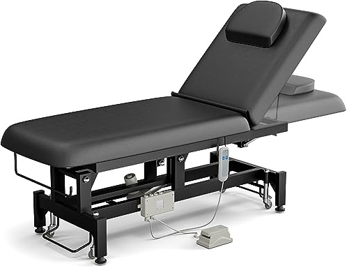 ONPNO Electric Massage Bed, Professional Heavy Duty Spa Beauty Table with Adjustable Backrest, Stationary Physical Therapy Table with Towel Hook, Black