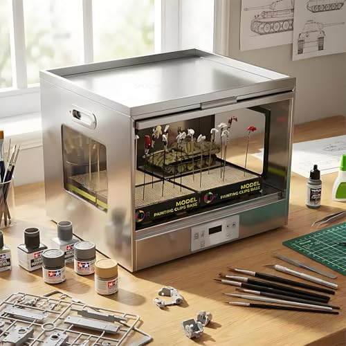 Horno de secado de pintura modelo con extractor de aire, temperatura ajustable de 25 a 50 °C, ideal para cabina de pulverización de aerógrafo, figuras, cerámica, impresiones 3D