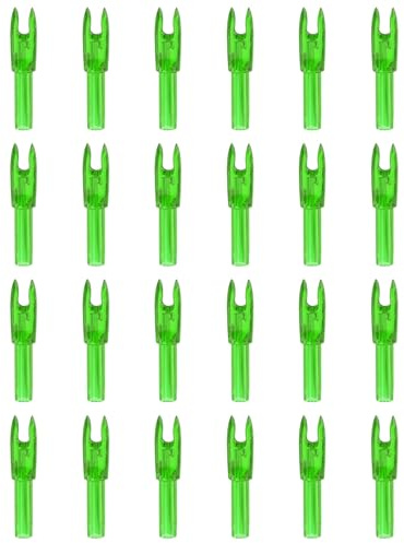 YELARXI Archery Arrows Nocks, Arrow Shaft Plastic Nocks Replacement Archery Arrows Tail Accessory 24 Pack Inside Diameter 4.2 mm Clear Green - for (Hunting/Shooting/Compound/Recurve Bow)