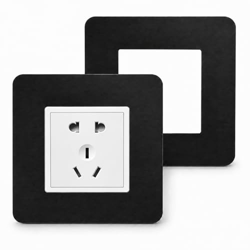 2 Matt Black Light Switch Finger Plates - Stick-On Resin Surrounds